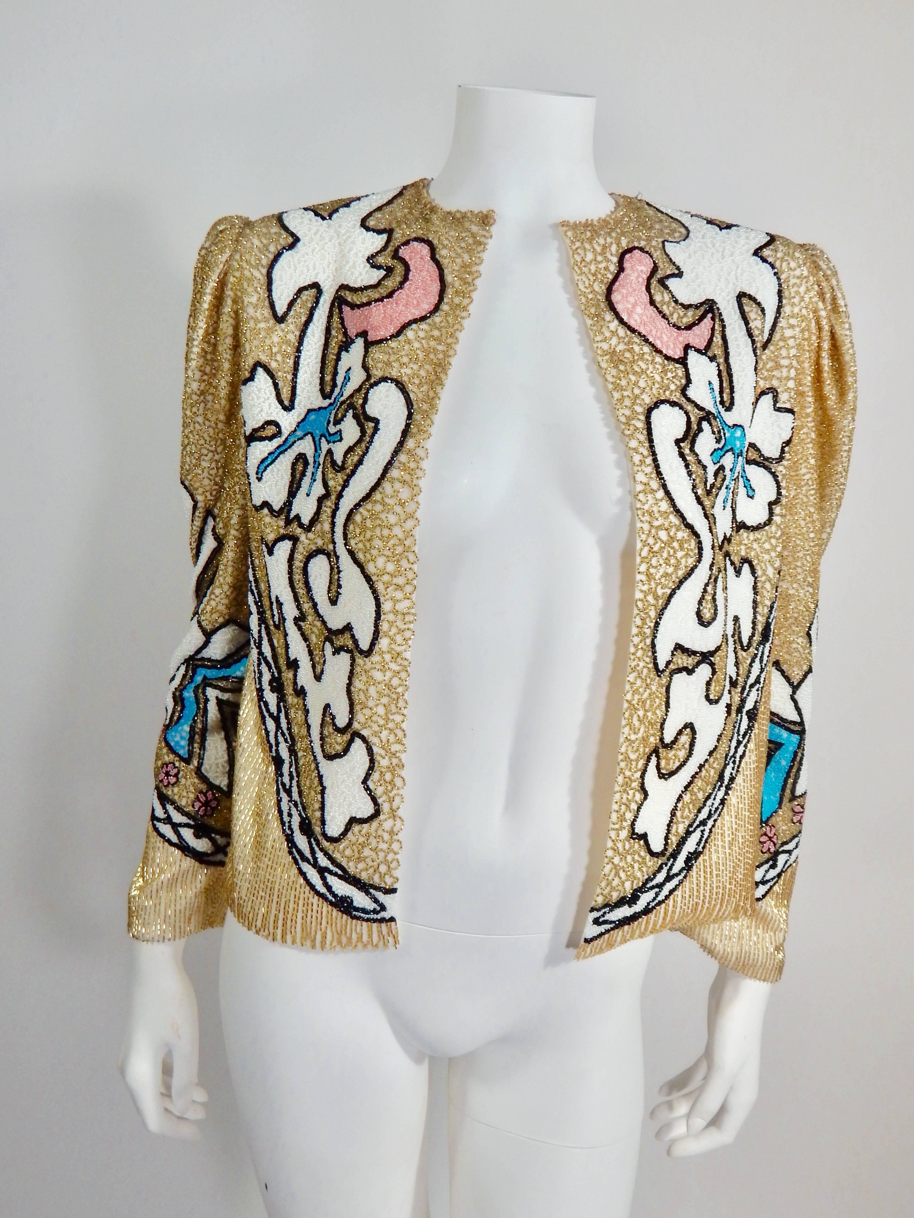 Gray Beaded Jacket, 1980s  For Sale