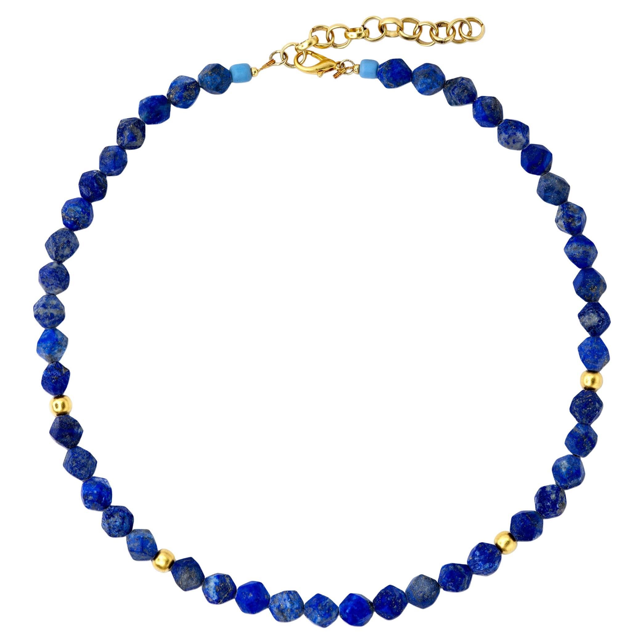 Beaded Lapis Lazuli Princess Necklace -by Bombyx House