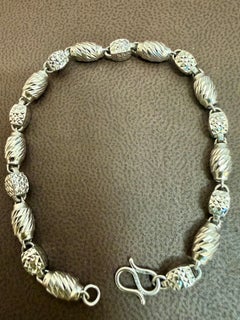 Beaded line Chain Bracelet in Platinum, 8.6 Gm , 7 Inch Long