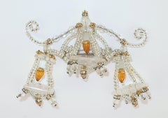 Beaded Miniature Chandelier Novelty Holiday Brooch, 1980's