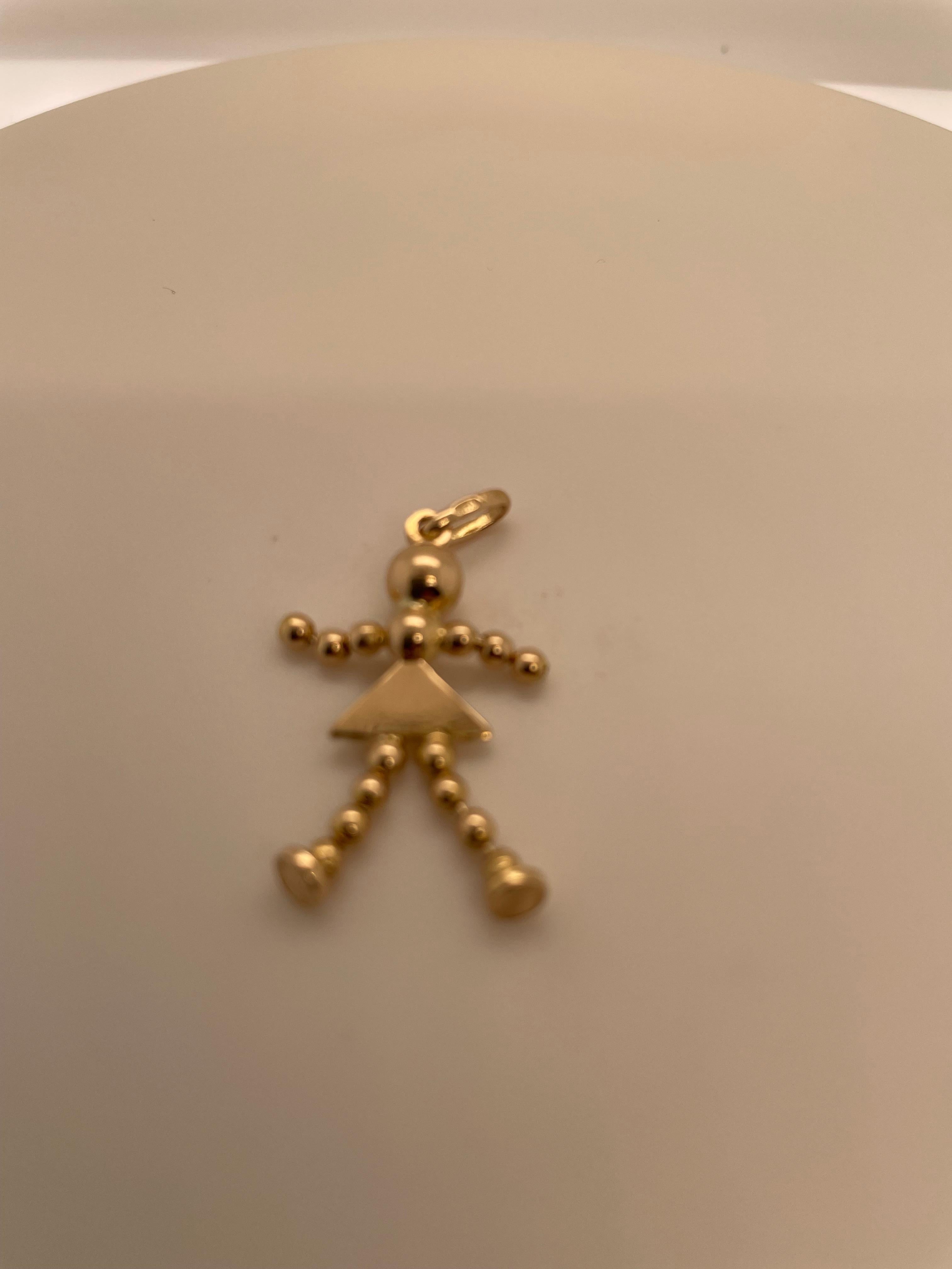 Beaded Moveable Girl Charm In Excellent Condition For Sale In New York, NY