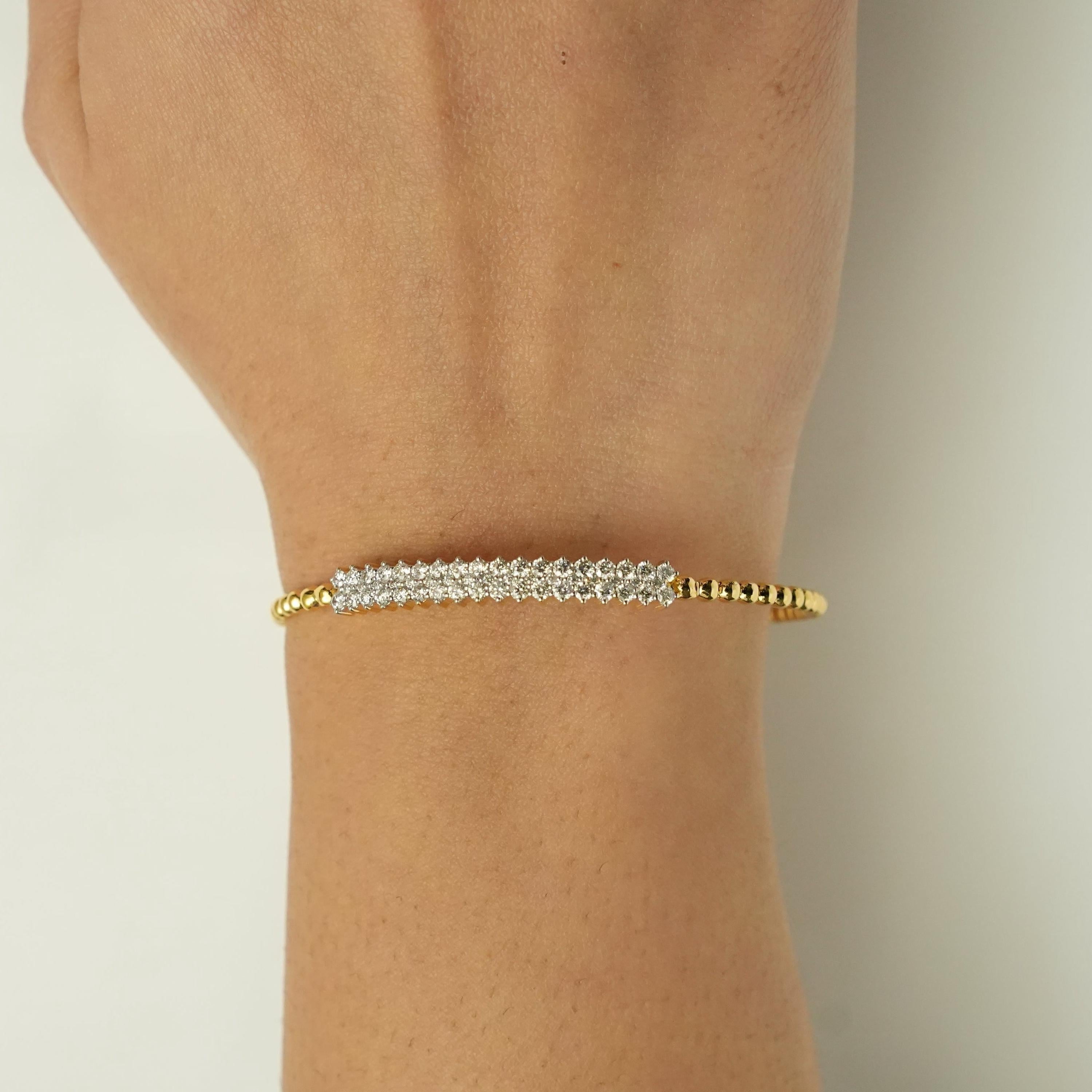 Beaded Natural Diamond Statement Stacking Bracele… - image 4