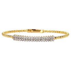 Beaded Natural Diamond Statement Stacking Bracelet in 14k Solid Gold (Certified)