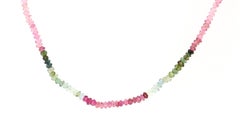 Beaded Natural Tourmaline Necklace, 18K Yellow Gold, 14 Inches Long
