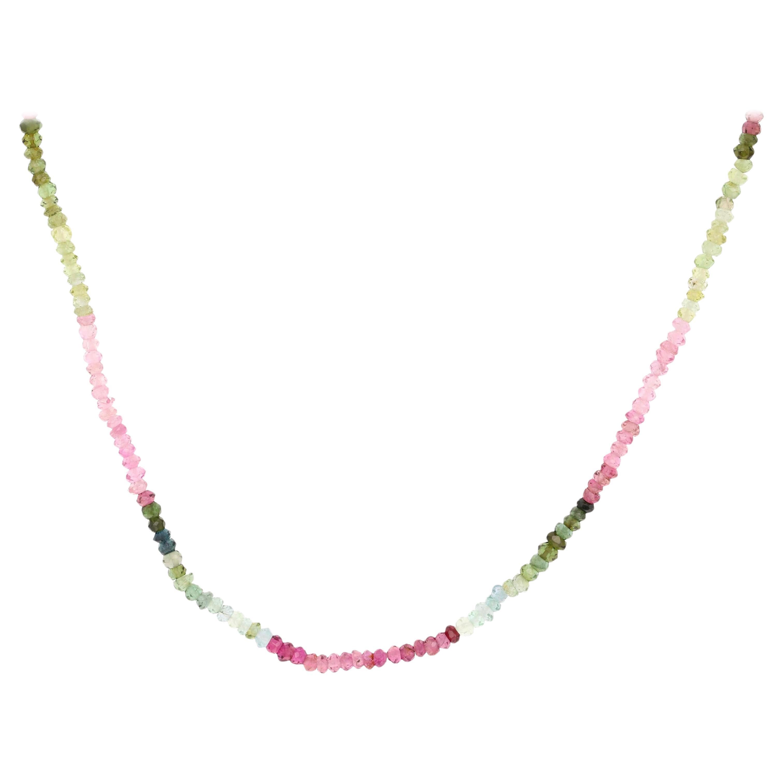 Collier en or 18 carats avec perles en tourmaline naturelle