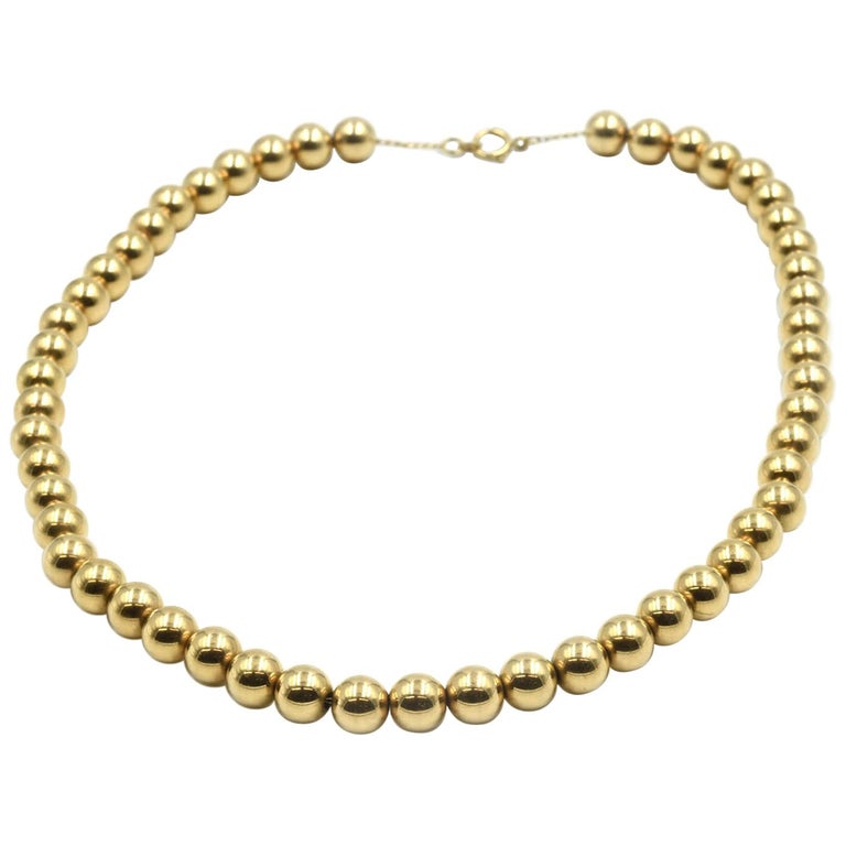 Beaded Necklace 14 Karat Yellow Gold at 1stDibs