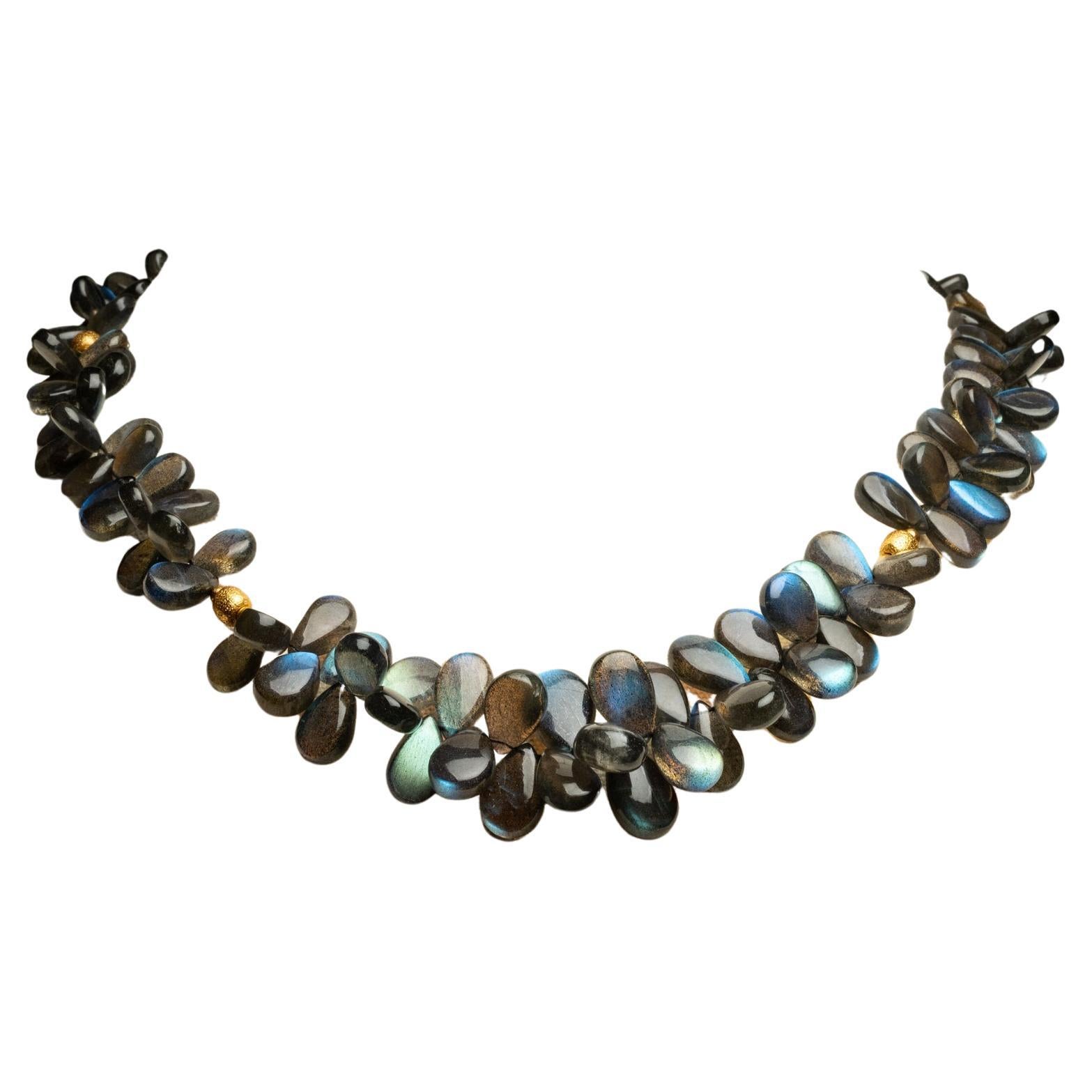 Beaded Necklace of Madagascar Labradorite For Sale