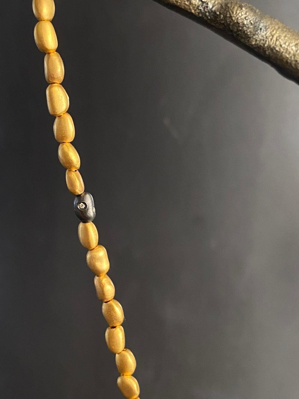 Beaded Necklace with Diamond 24K Gold & SS by Kurtulan Jewellery For Sale 4