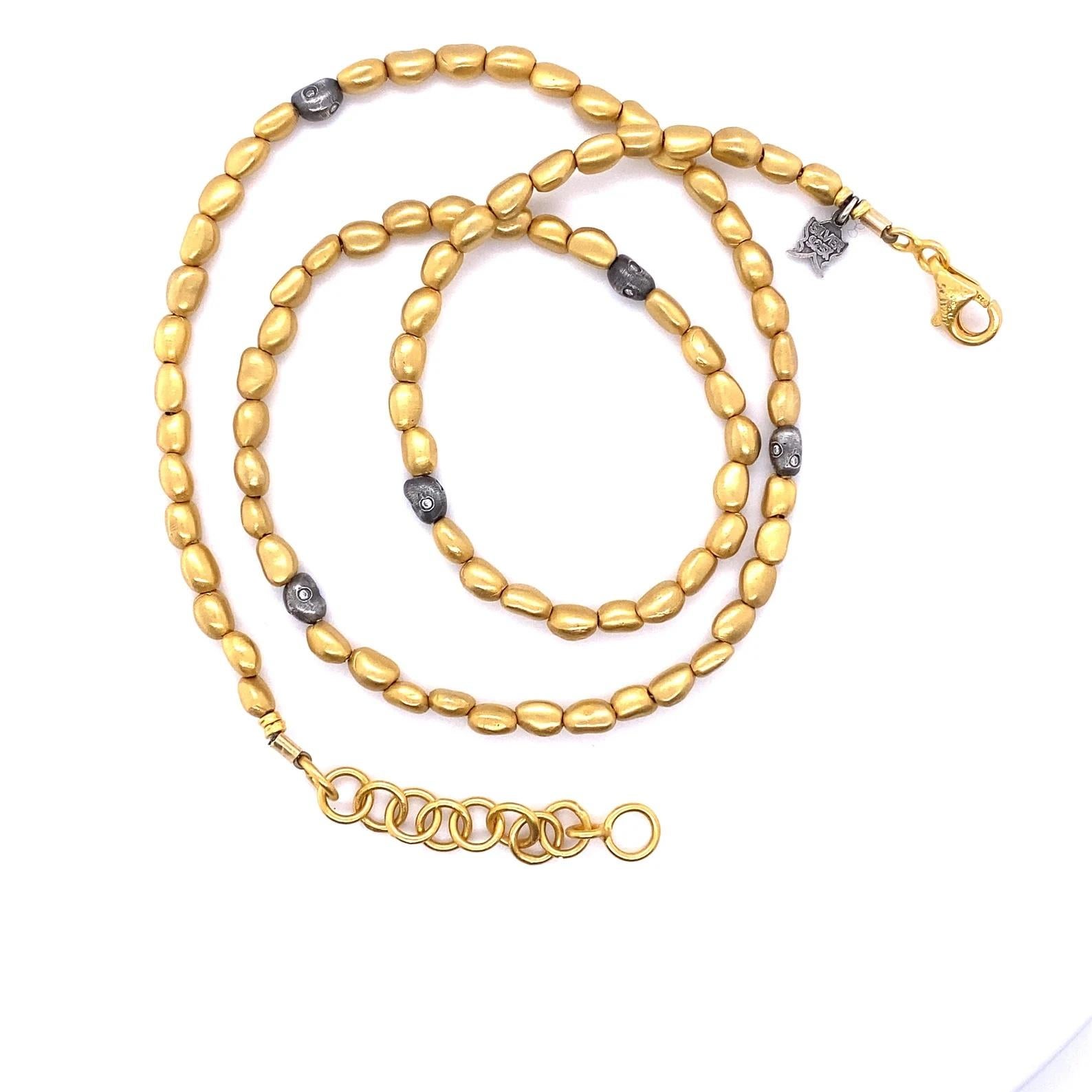 Perlenkette mit Diamant 24K Gold & SS von Kurtulan Jewellery im Angebot 8