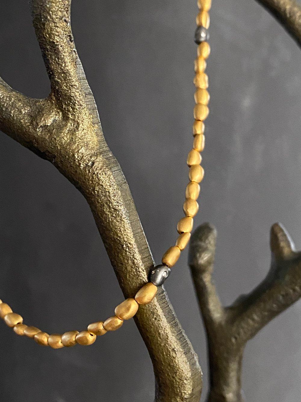Beaded Necklace with Diamond 24K Gold & SS by Kurtulan Jewellery For Sale 6