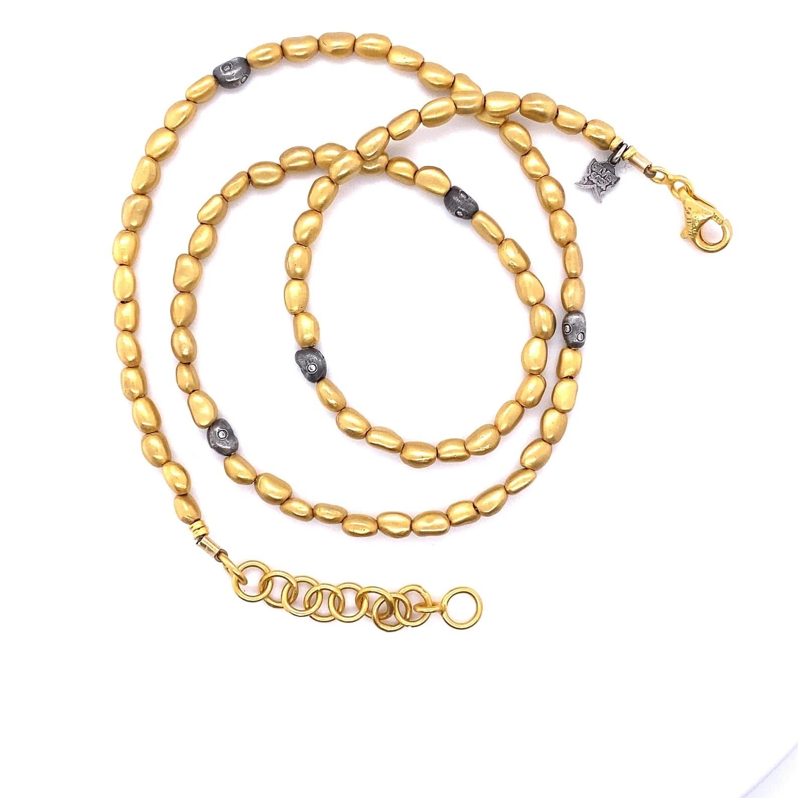 Beaded Necklace with Diamond 24K Gold & SS by Kurtulan Jewellery For Sale 8