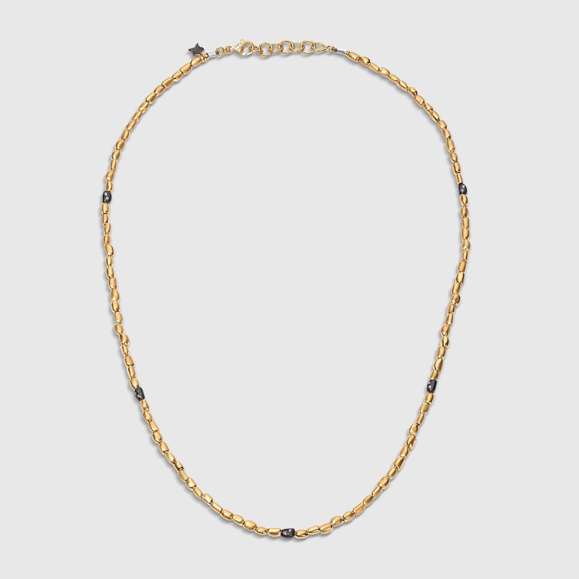 Beaded Necklace with Diamond 24K Gold & SS by Kurtulan Jewellery For Sale 9
