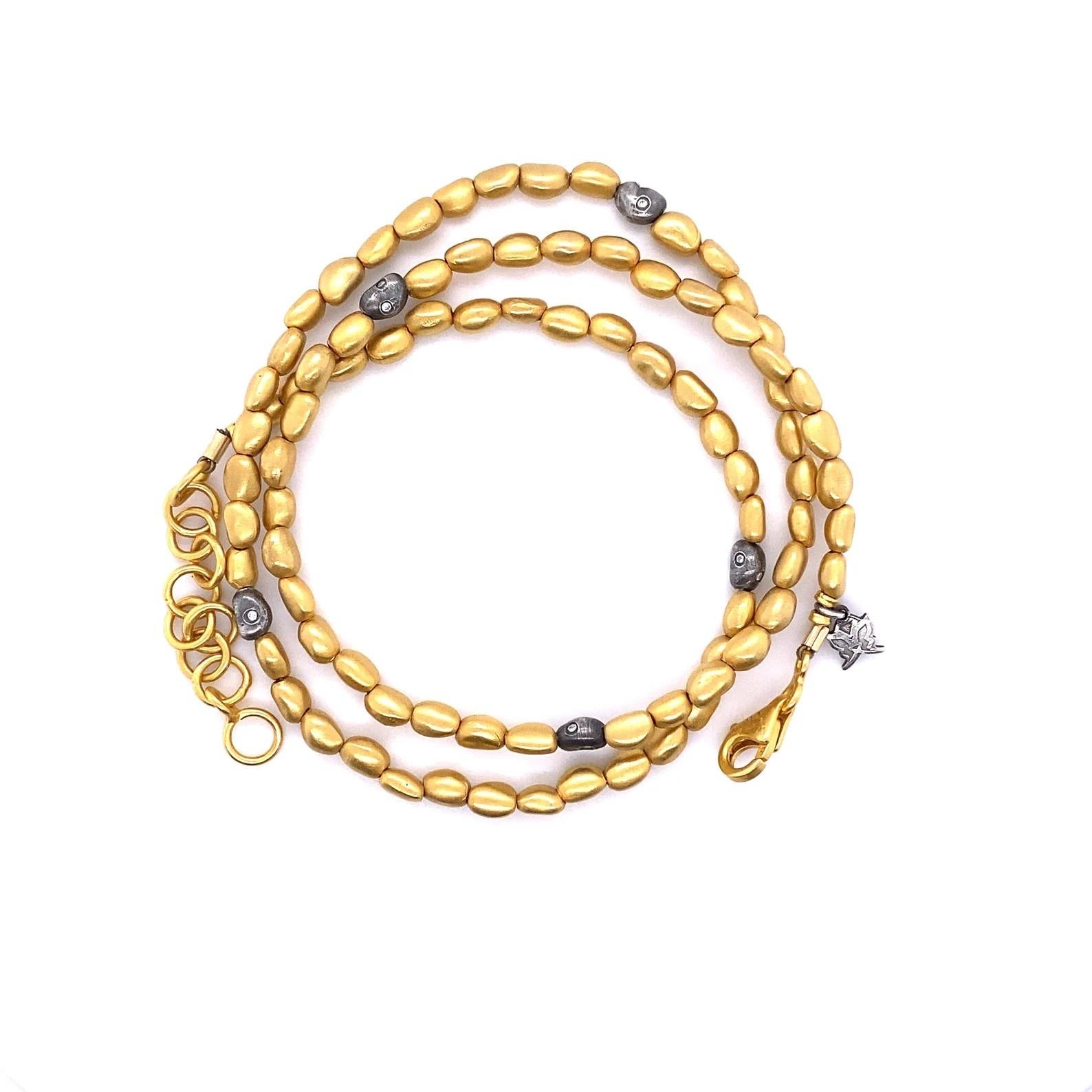 Perlenkette mit Diamant 24K Gold & SS von Kurtulan Jewellery im Angebot 1