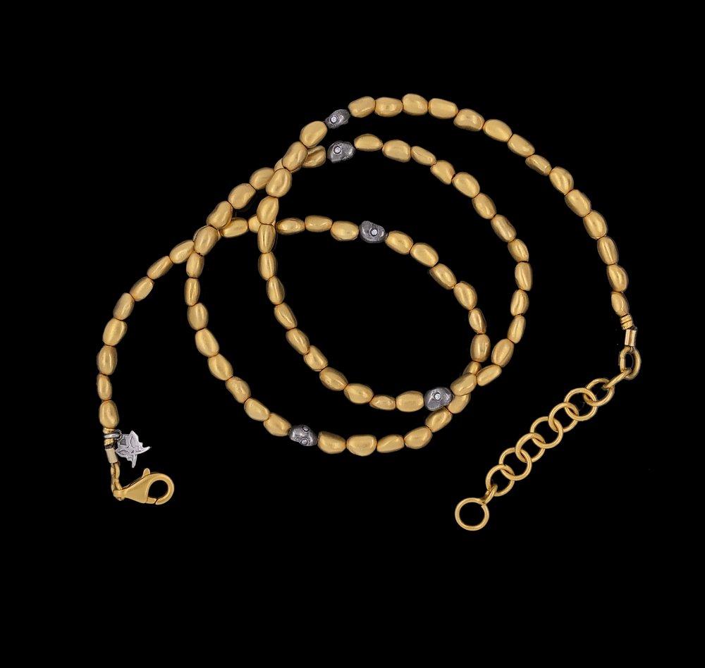 Beaded Necklace with Diamond 24K Gold & SS by Kurtulan Jewellery For Sale 2