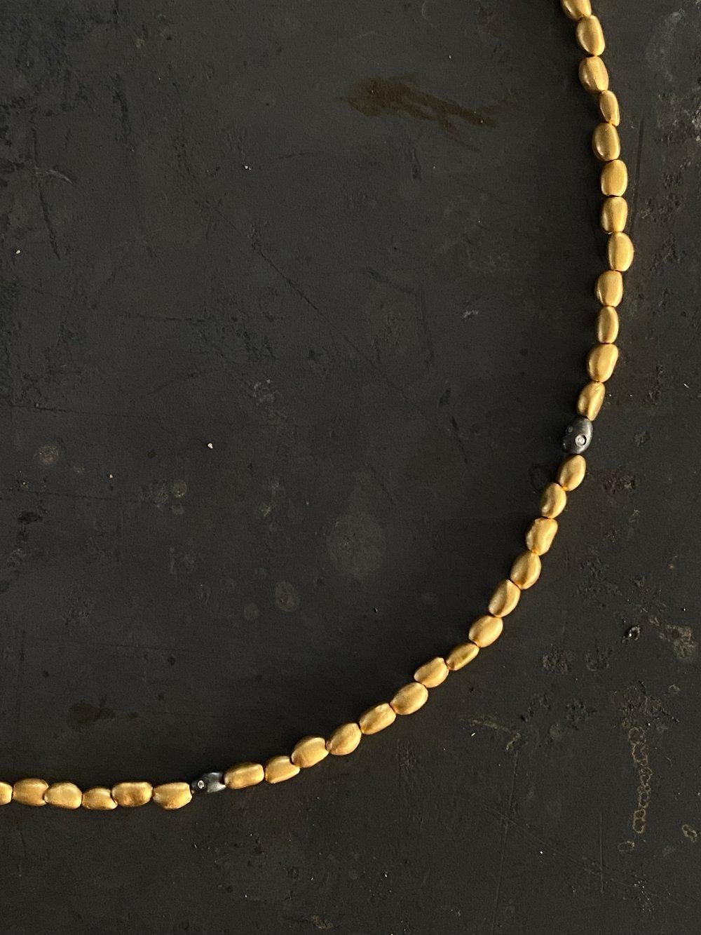 Beaded Necklace with Diamond 24K Gold & SS by Kurtulan Jewellery For Sale 4