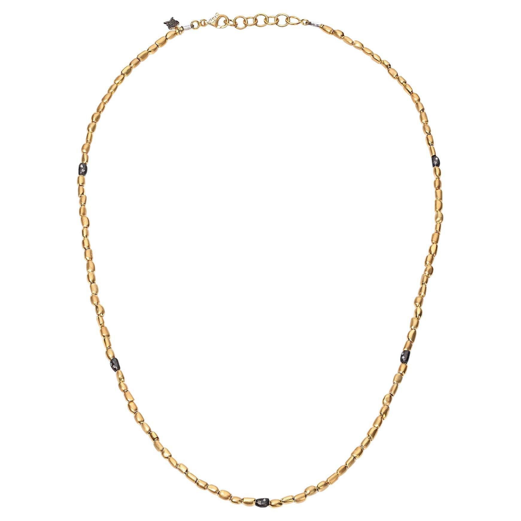 Beaded Necklace with Diamond 24K Gold & SS by Kurtulan Jewellery 16-18