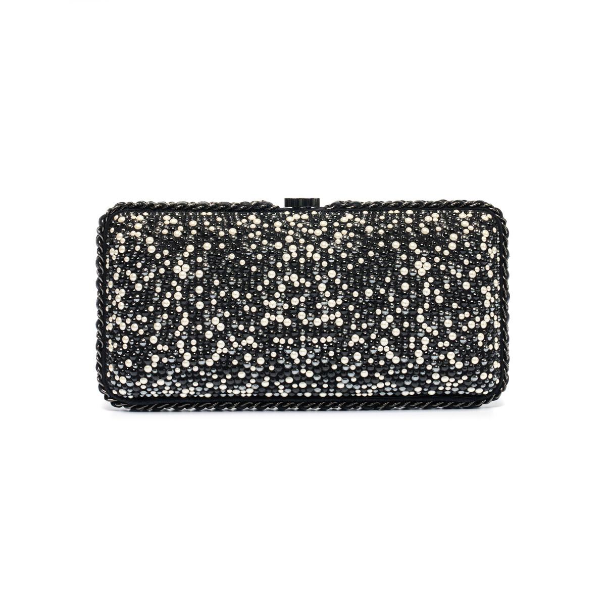 Black Beaded Pearl Clutch For Sale