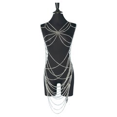 Beaded plastron necklaces with rhinestone