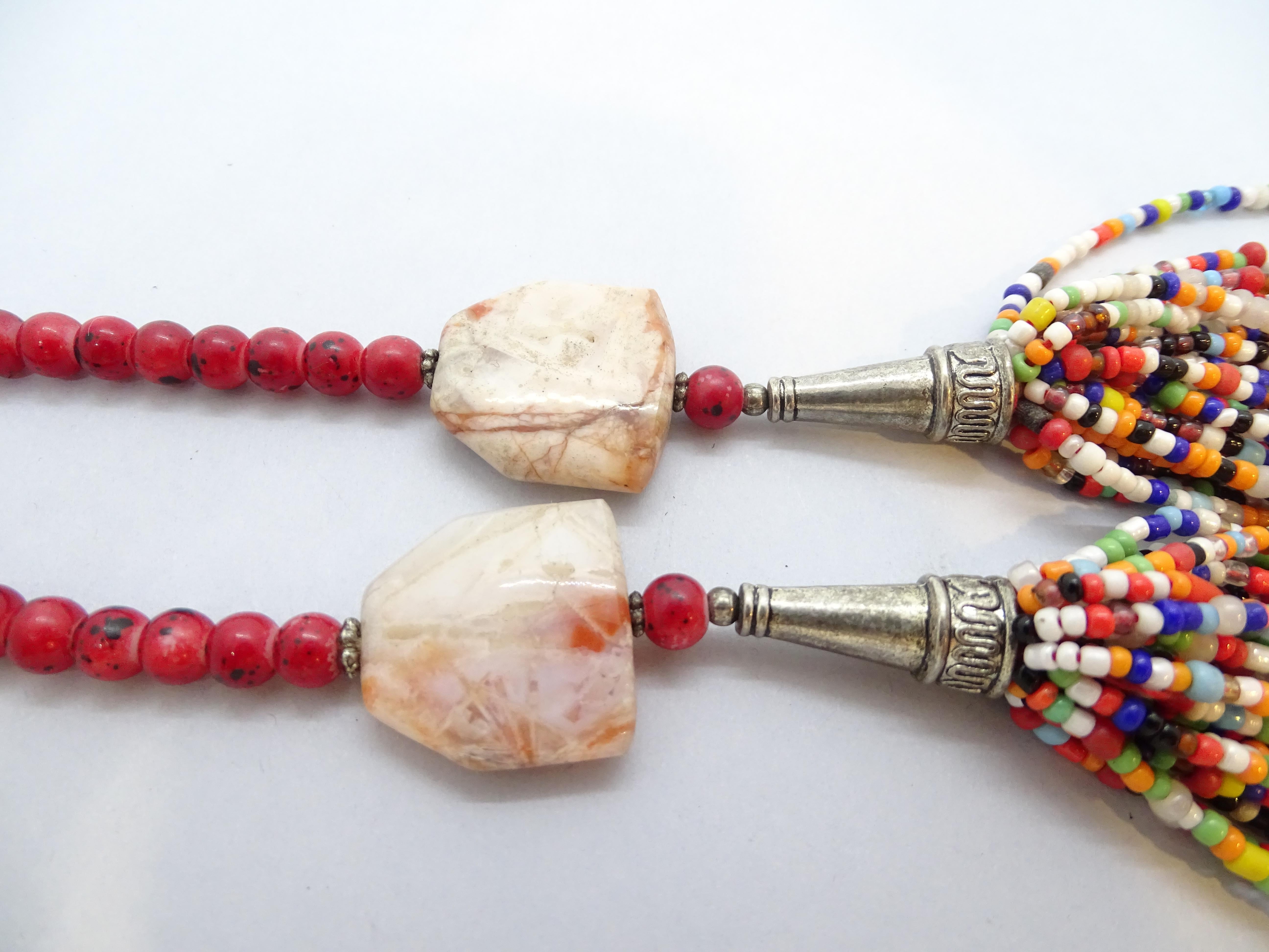 Collar de cuentas, cuarzo , piedra natural y plata, Siglo XX - Italia en venta 5