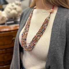 Beaded, quartz , natural stone and silver necklace, 20th century – Italy