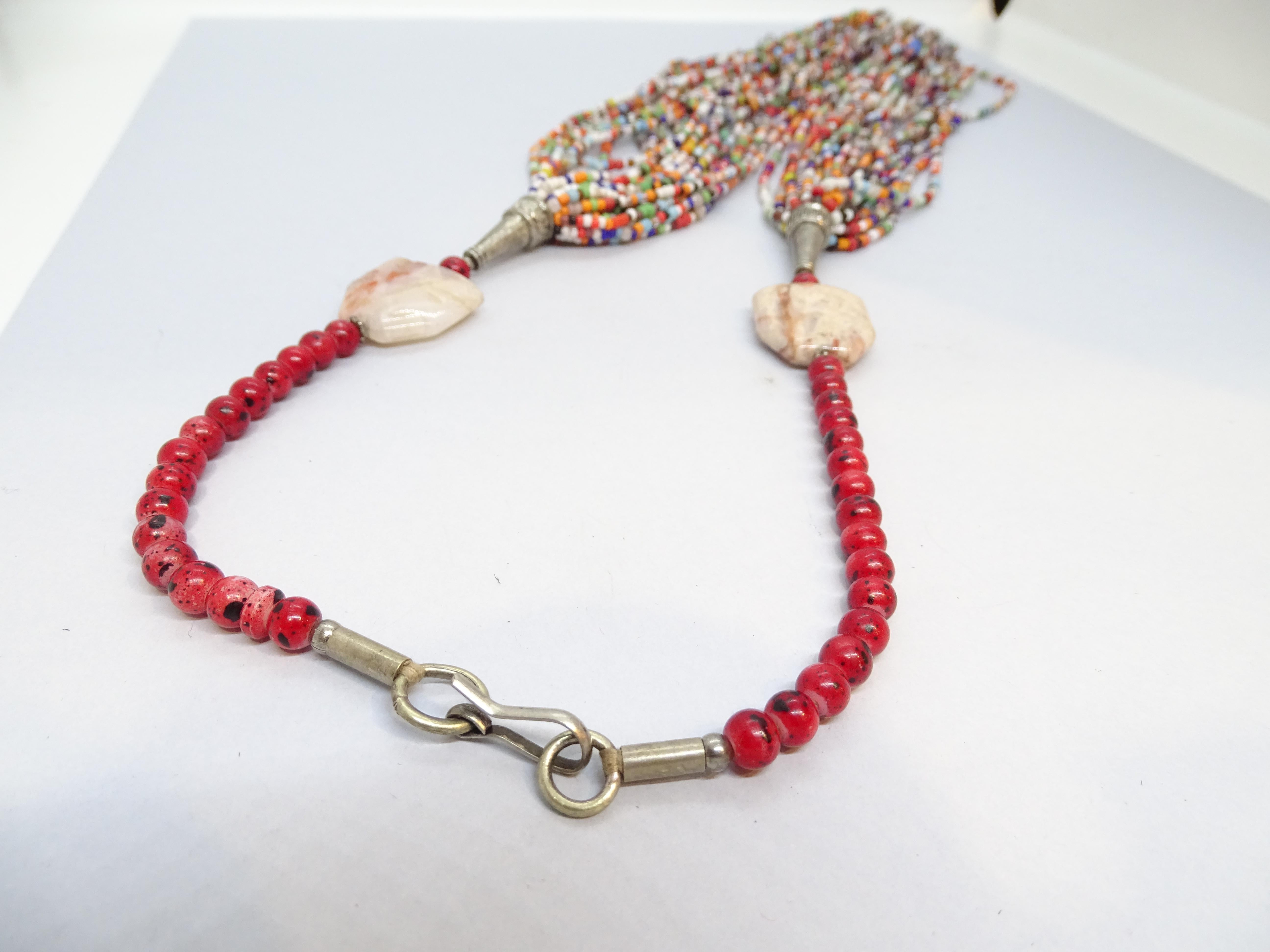 Collar de cuentas, cuarzo , piedra natural y plata, Siglo XX - Italia en venta 14