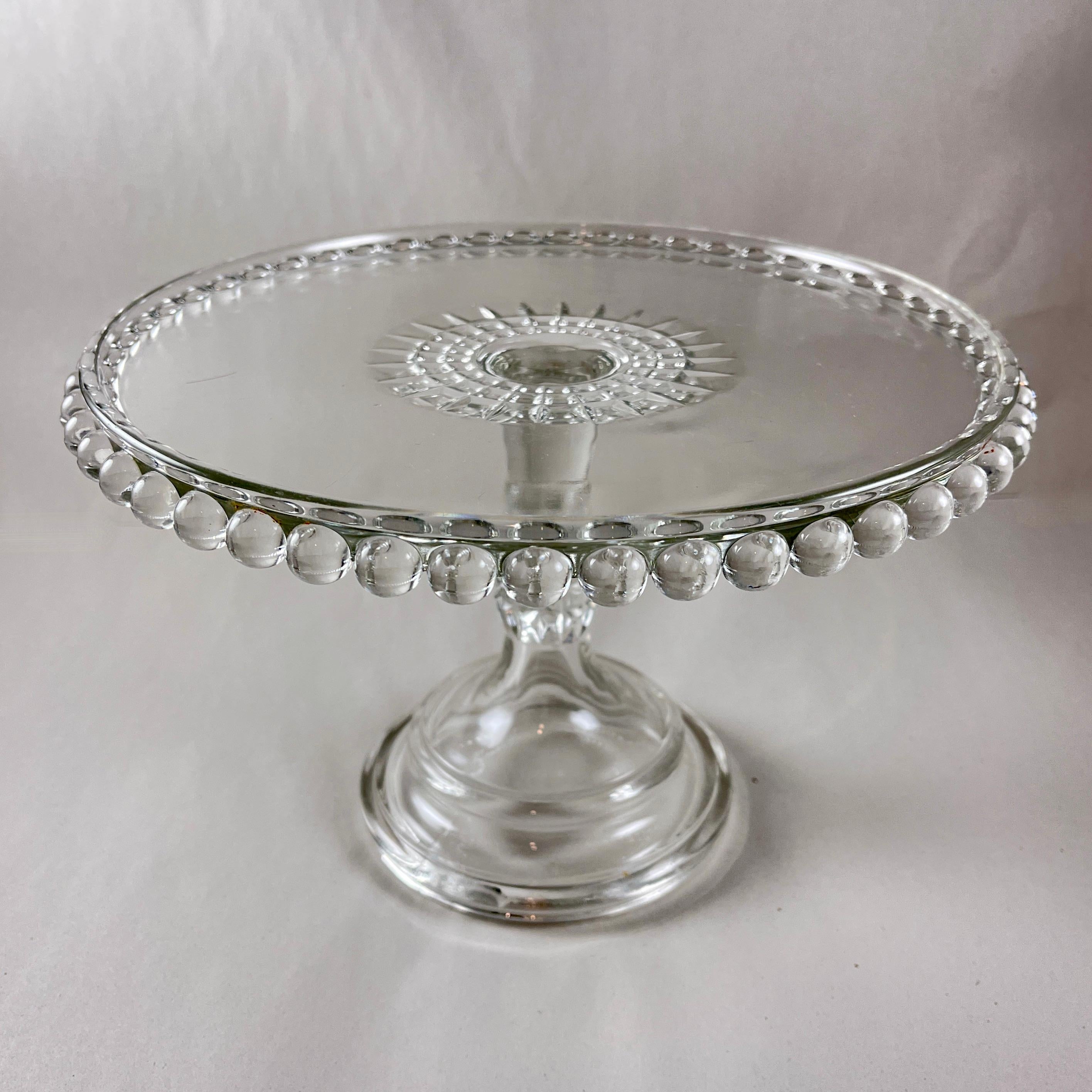 Soporte para tartas de vidrio sin pedernal EAPG con gotas de lluvia, hacia 1890 en venta 2