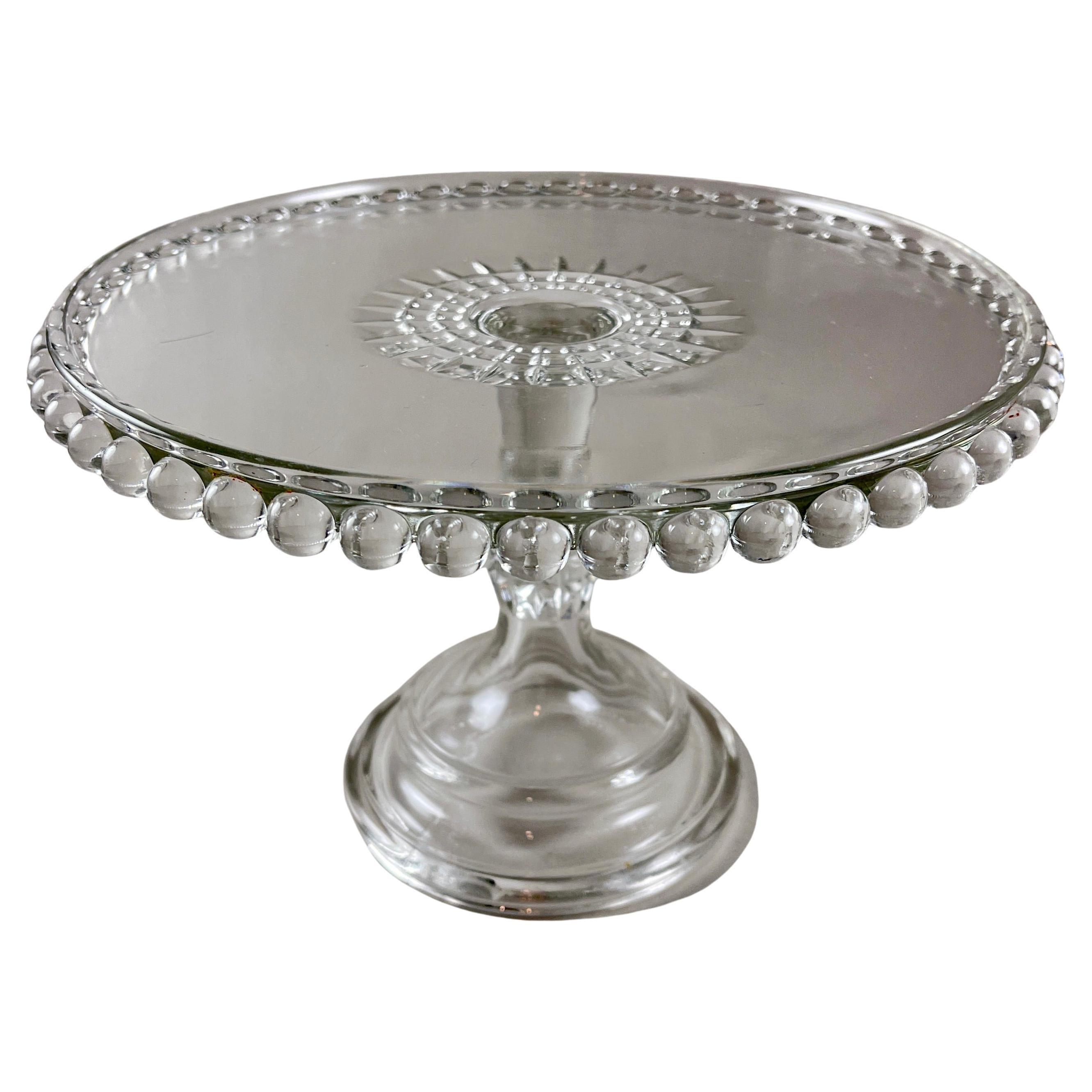 Soporte para tartas de vidrio sin pedernal EAPG con gotas de lluvia, hacia 1890 en venta