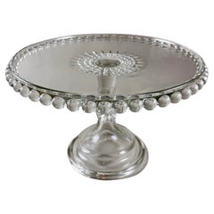 Antique Beaded Raindrop EAPG Nonflint Glass Cake Stand, circa 1890s