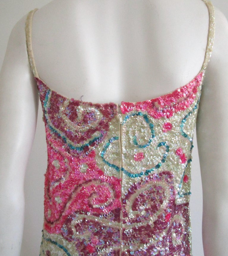 Beaded Sequin Wool 1960s Wiggle Dress For Sale at 1stdibs