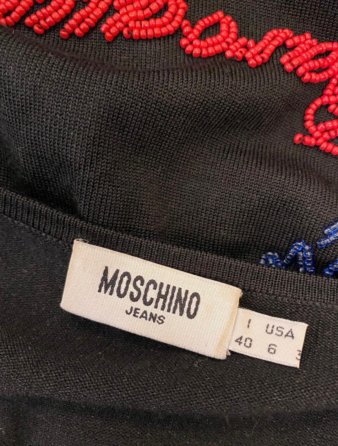 Perlenbesetztes Moschino Jeans-Oberteil aus Seide im Angebot 1
