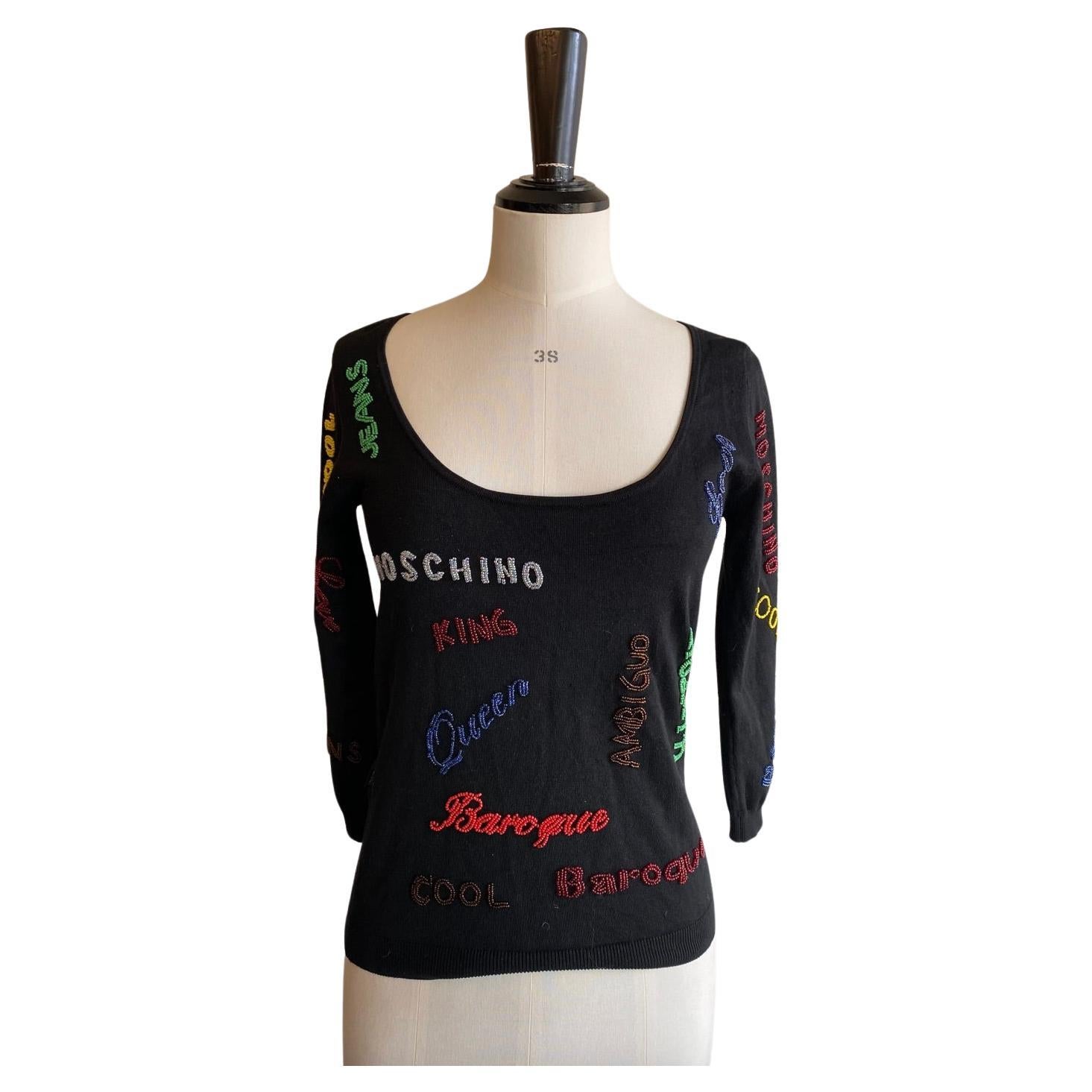 Beaded Silk Moschino Jeans Top For Sale