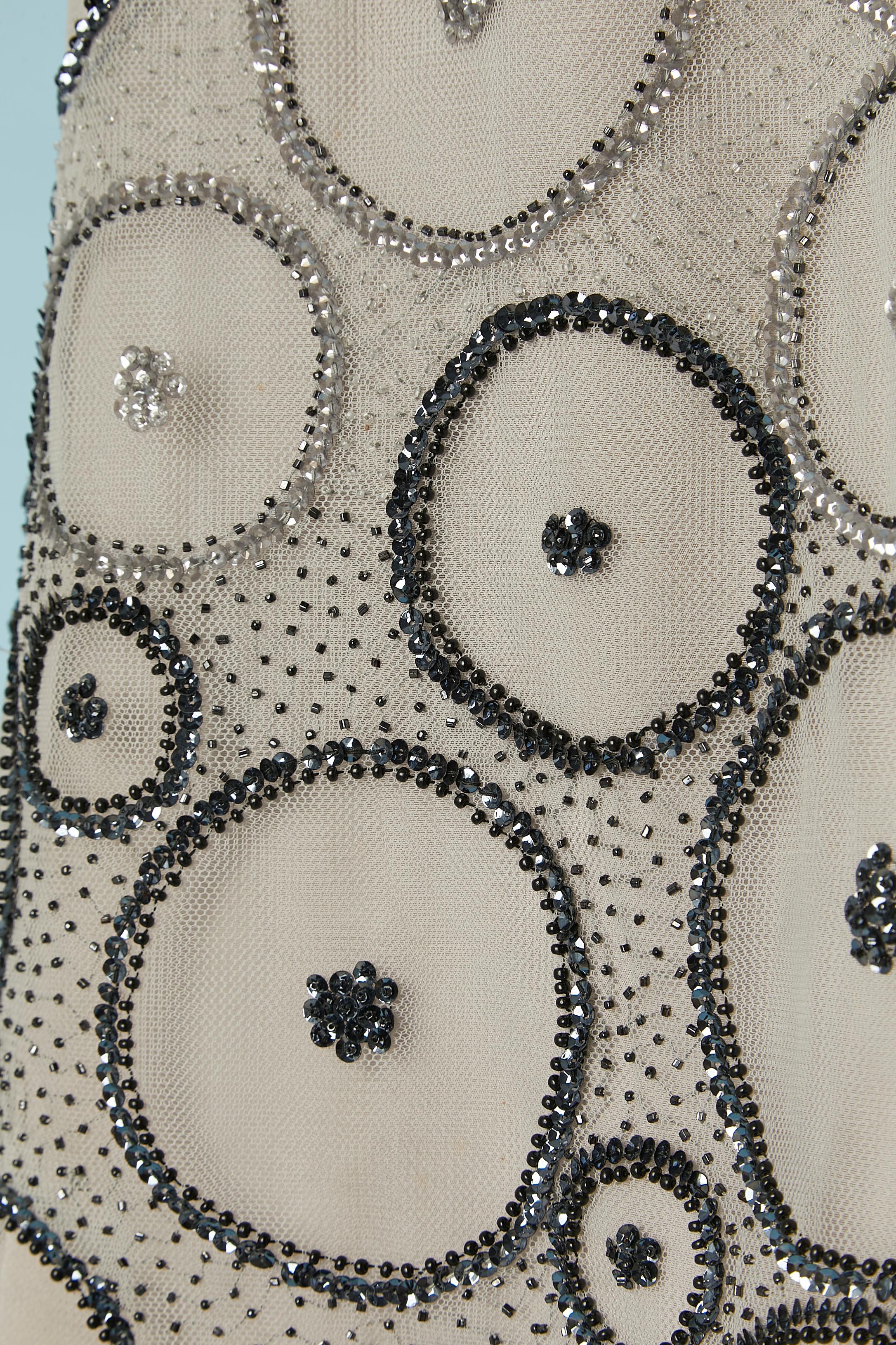 Beaded sleeveless cocktail dress with dégradé colors Tita ROSSI Circa 1960's In Excellent Condition In Saint-Ouen-Sur-Seine, FR