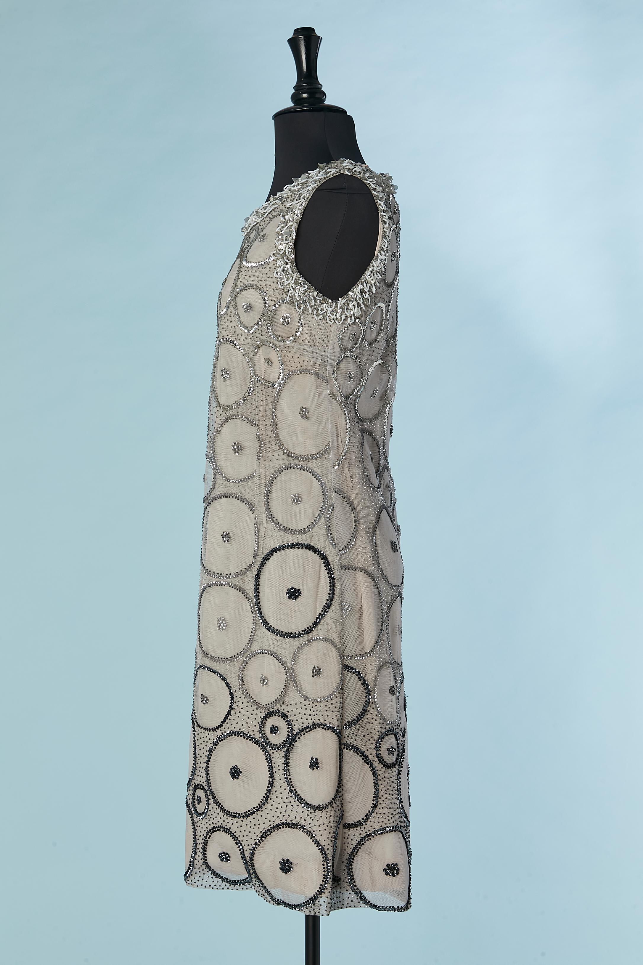 Women's Beaded sleeveless cocktail dress with dégradé colors Tita ROSSI Circa 1960's
