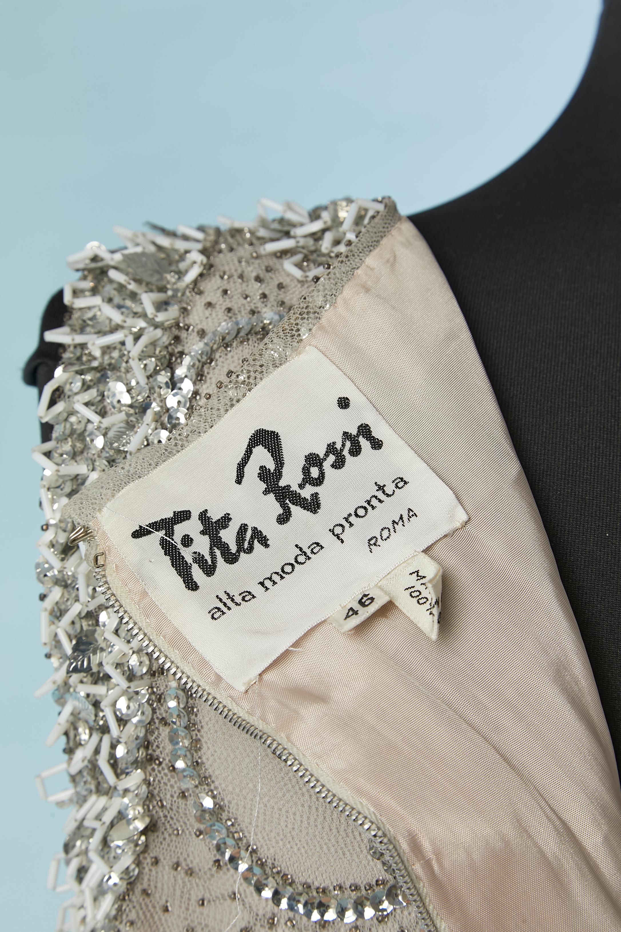 Beaded sleeveless cocktail dress with dégradé colors Tita ROSSI Circa 1960's 2