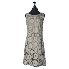Beaded sleeveless cocktail dress with dégradé colors Tita ROSSI Circa 1960's