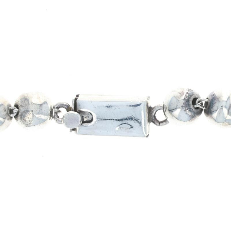 Beaded Sterling Silver Necklace, Sterling Silver Box Clasp For Sale at 1stDibs