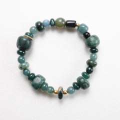 Bracciale di giada guatemalteca, 18 carati, con perline, 69 mm, 8,75", misura XL