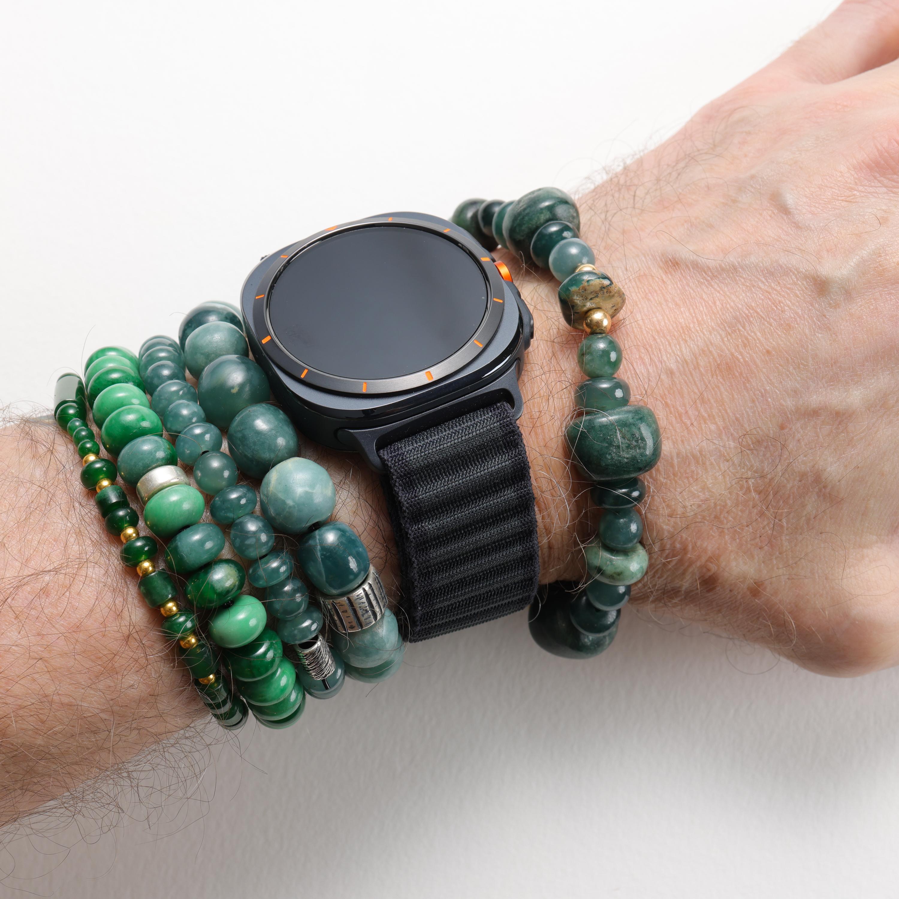 Jade-Armband Guatemalan Jadeit Jade, 18K, Perlen Stretch, 69 mm, 8,75