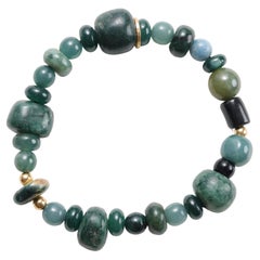 Pulsera de Jade Jadeíta de Guatemala, 18K, elástica con cuentas, 69mm, 8,75" Tamaño XL