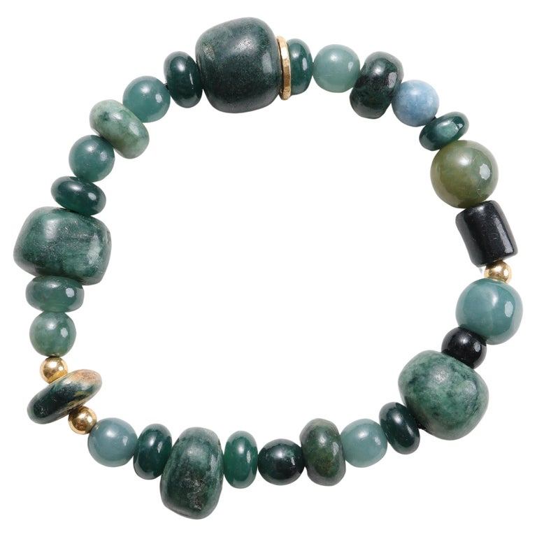 Braccialetto Di Perline Rotonde Di Giada Giadeite Rara Da 10,3 Mm, Muschio Ghiacciato Nei Toni Del Verde Mela Della Neve, Non Trattato, Grado A/Myanmar/regalo Di Anniversario Per I Propri Cari