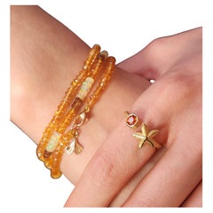 Used Beaded Summer Bracelet with Faceted Citrine Beads, 18K Lobster Clasp, 18K Gingko