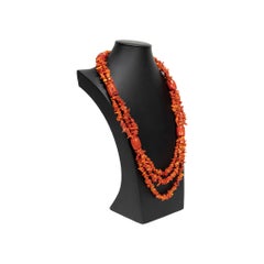 Beaded Three-Strand Red Coral Necklace