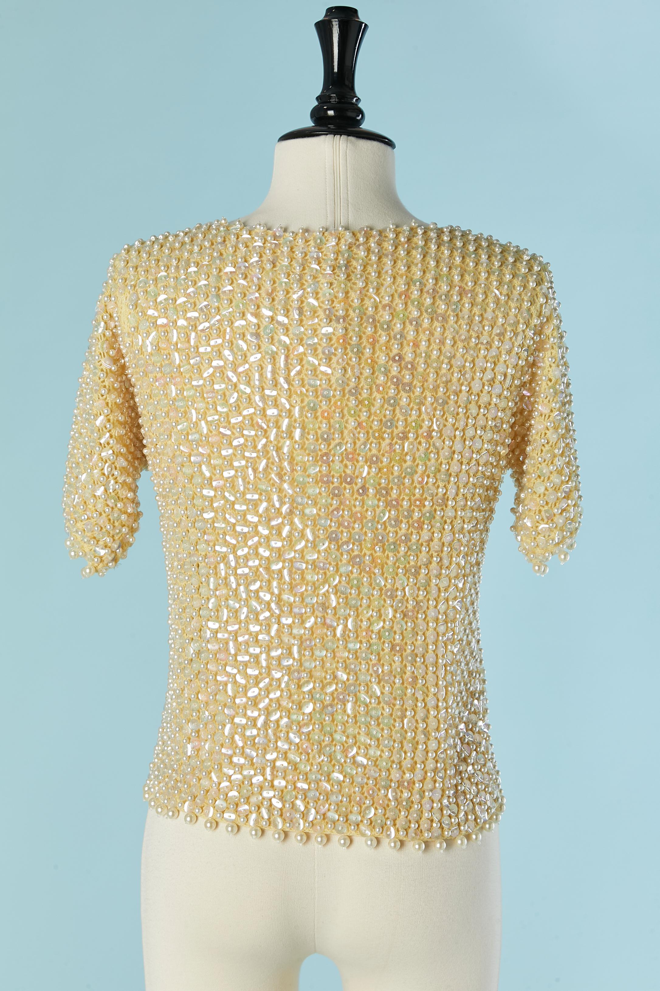 Beaded top on yellow knit base Circa 1960's For Sale 1