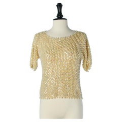 Beaded top on yellow knit base Circa 1960's