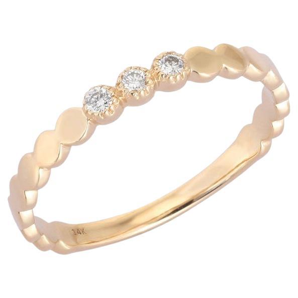 0.07ct Full-Cut Diamond 14K Yellow Gold Beaded Dome Band Ring