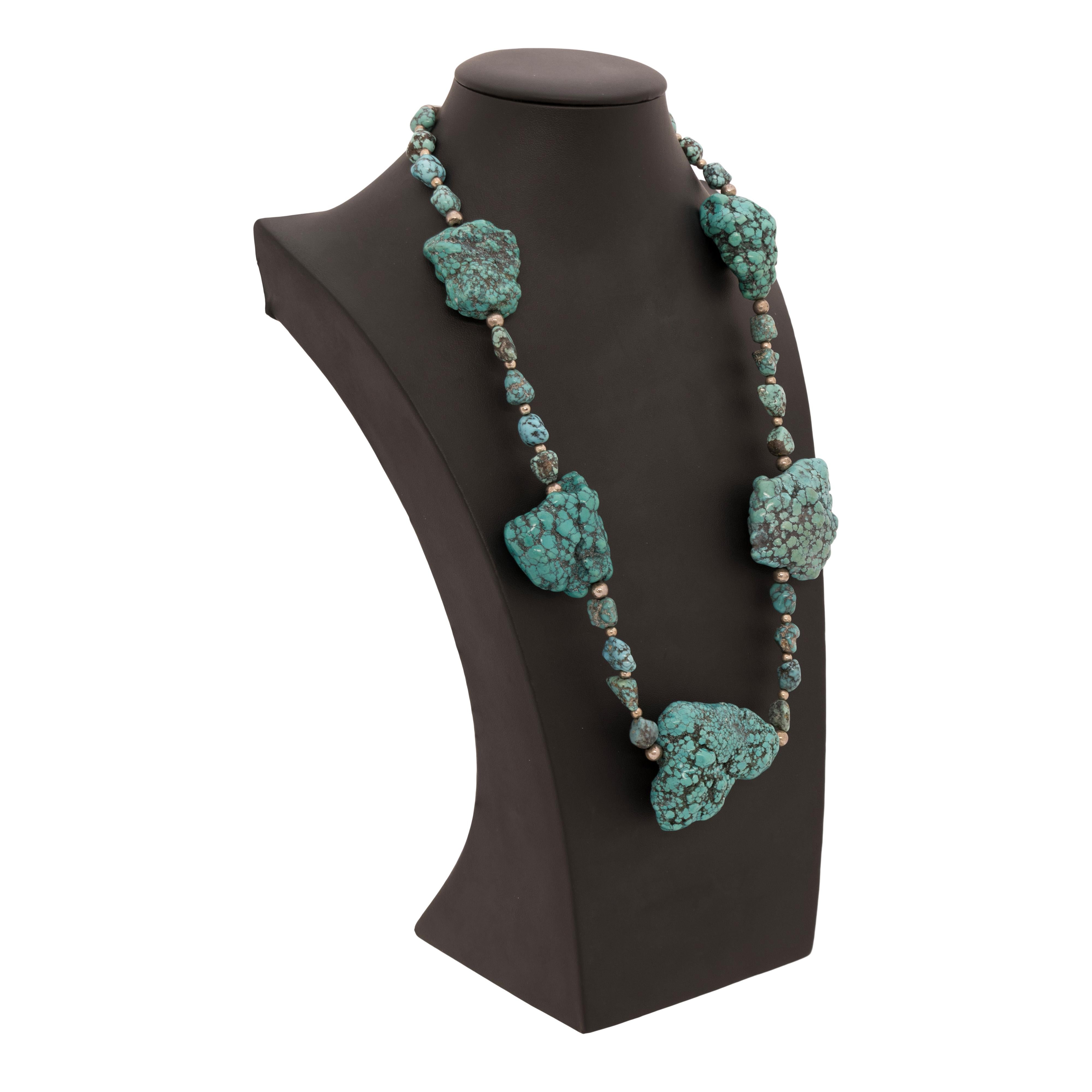 Perlina Beaded Turquoise Nugget Necklace in vendita