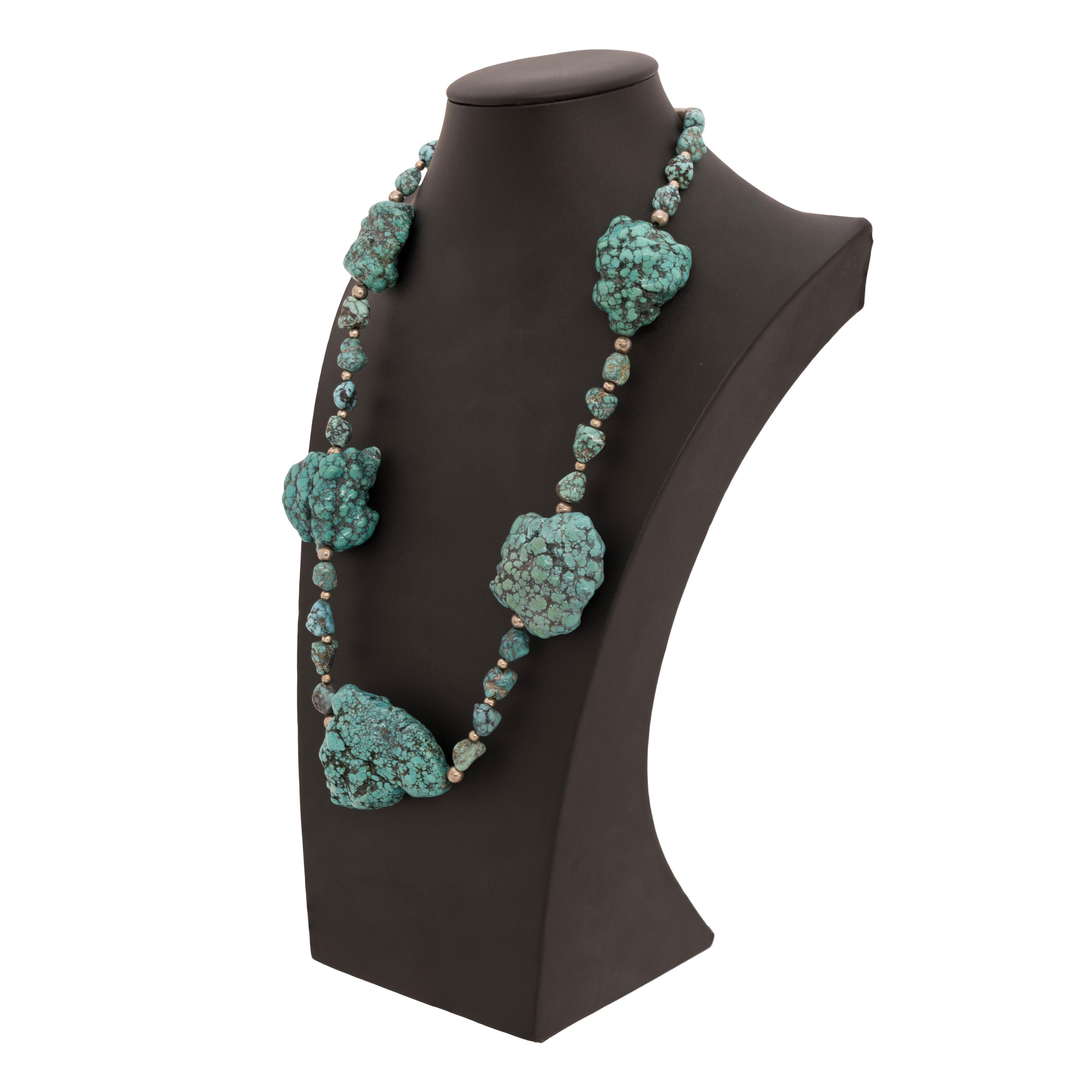 da uomo o donna Beaded Turquoise Nugget Necklace in vendita