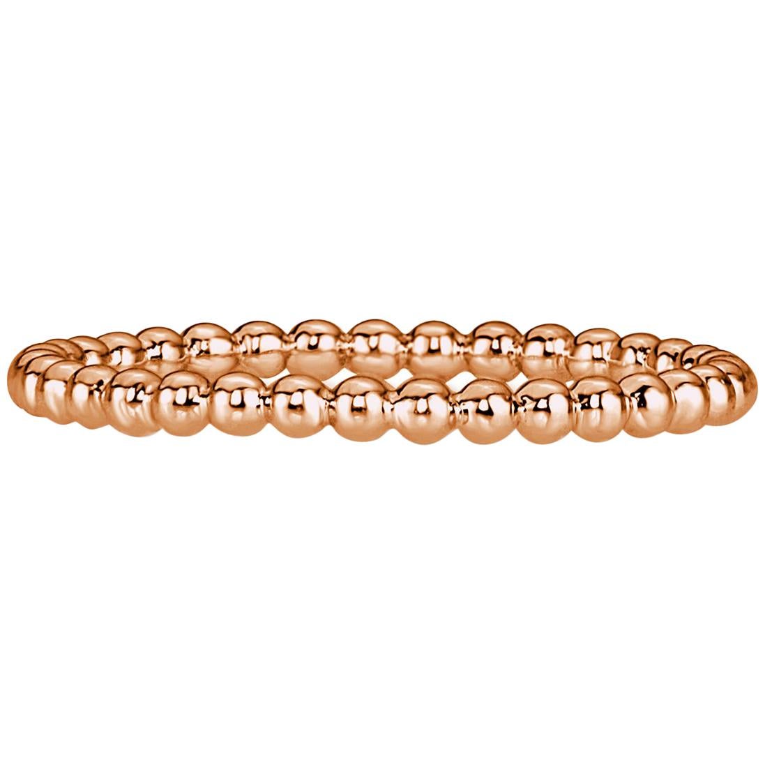 Mark Broumand Beaded Wedding Band in 18 Karat Rose Gold For Sale