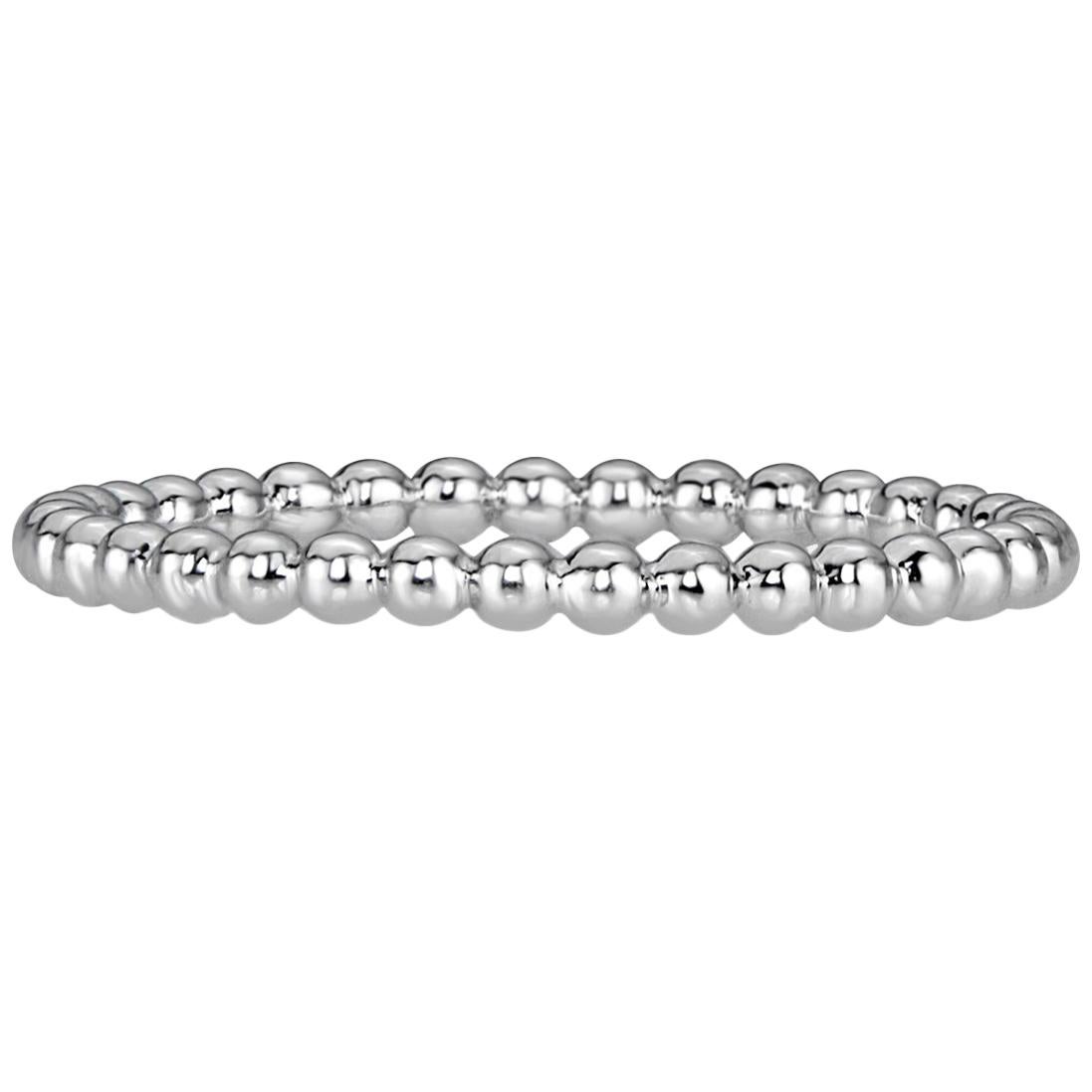 Mark Broumand Beaded Wedding Band in 18 Karat White Gold For Sale