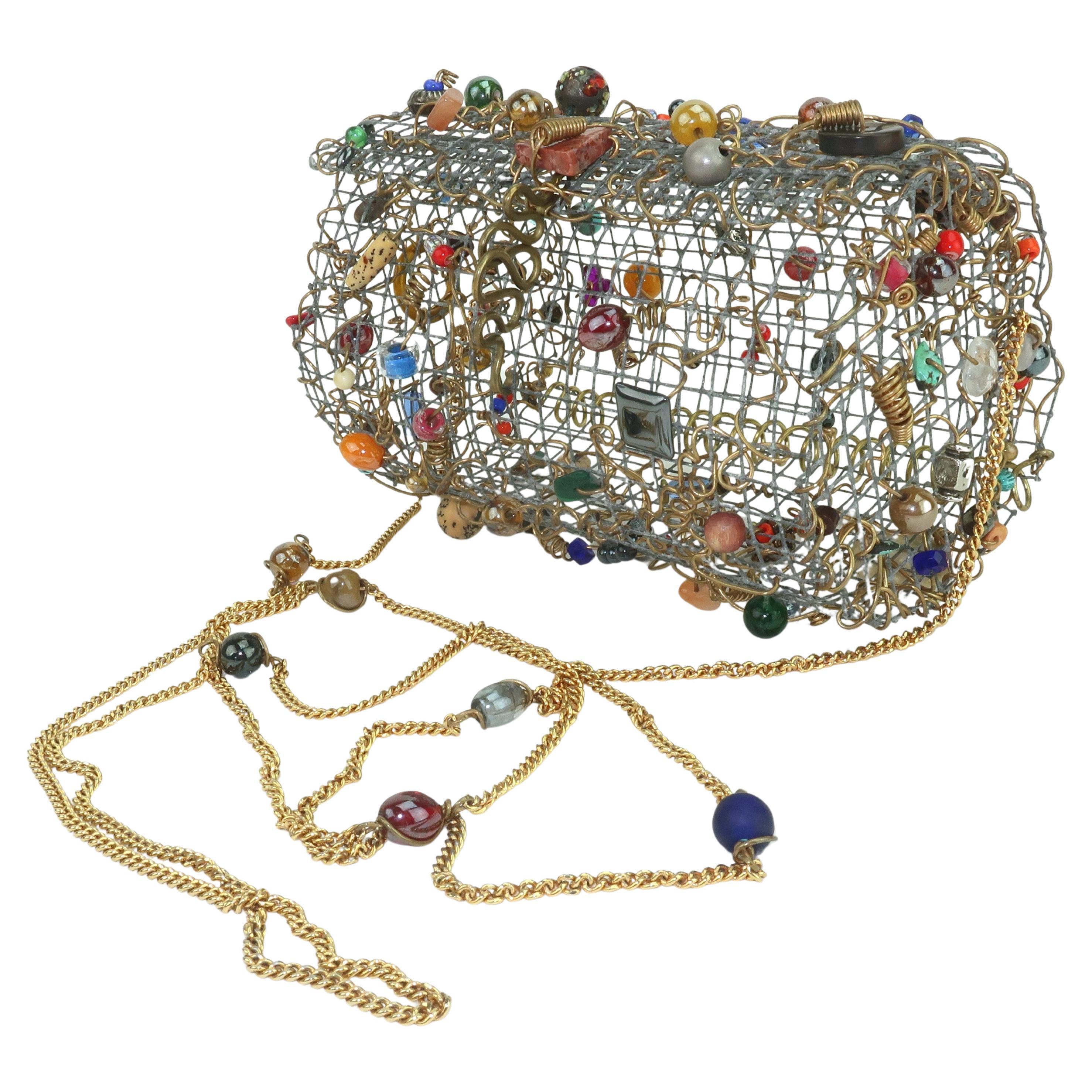 Beaded Wire Mesh Wearable Art Handbag, c.1990